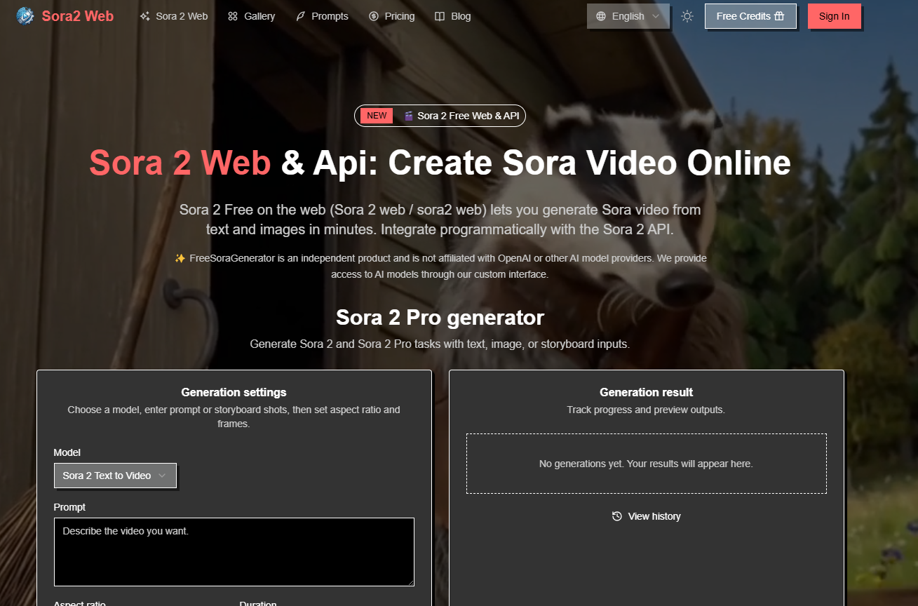 FreeSoraGenerator Sora 2 API
